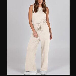 Women's Ivory Casual Sleeveless Wide Leg One Piece Jumpsuit Size Small NWOT